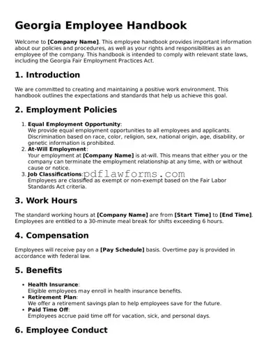 Employee Handbook Form for the State of Georgia