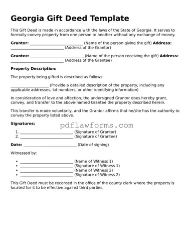 Gift Deed Form for the State of Georgia