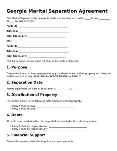 Marital Separation Agreement Form for the State of Georgia