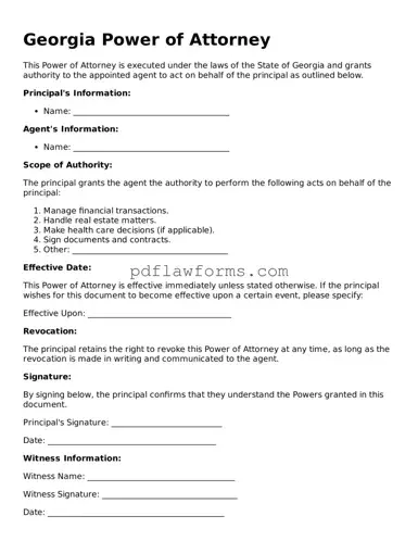 Power of Attorney Form for the State of Georgia