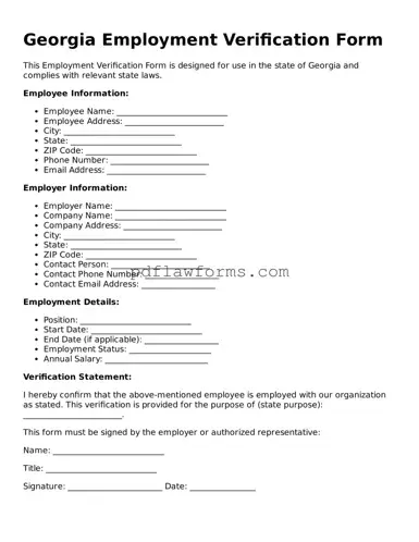 Employment Verification Form for the State of Georgia
