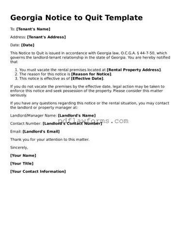 Notice to Quit Form for the State of Georgia