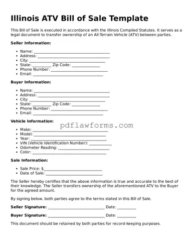 ATV Bill of Sale Form for the State of Illinois