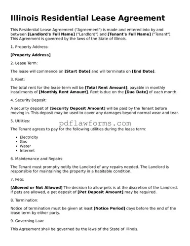 Residential Lease Agreement Form for the State of Illinois