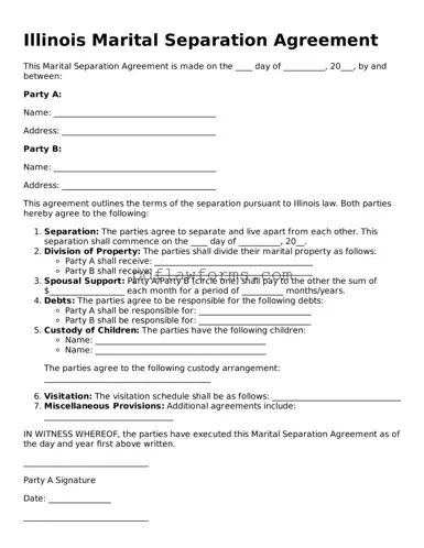Marital Separation Agreement Form for the State of Illinois