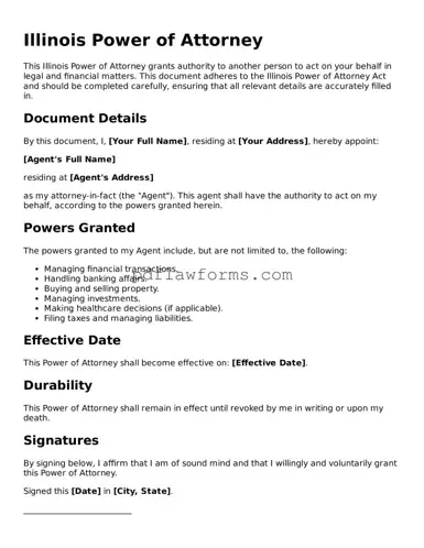 Power of Attorney Form for the State of Illinois