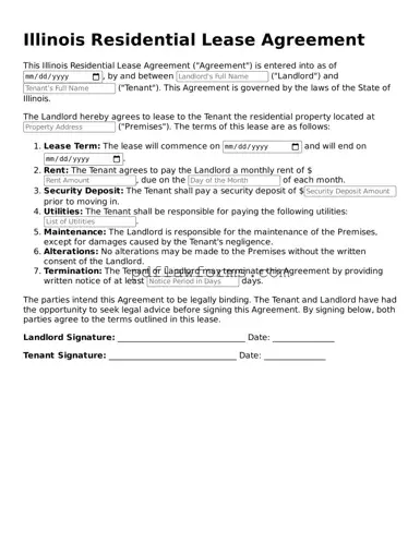 Lease Agreement Form for the State of Illinois