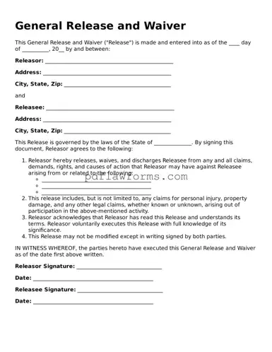Official General Release and Waiver Form