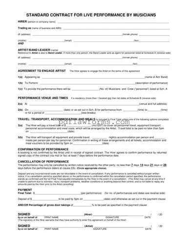 Fill Your Live Performance Contract Template