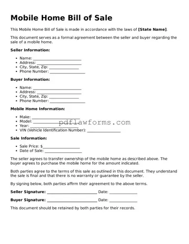 Official Mobile Home Bill of Sale Form