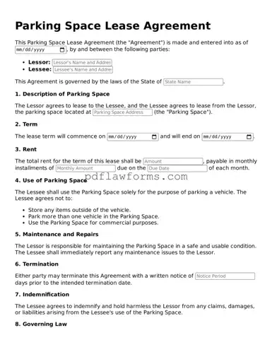 Official Parking Space Lease Agreement Form