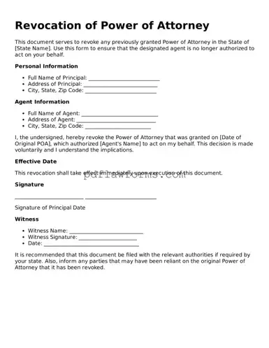 Official Revocation of Power of Attorney Form