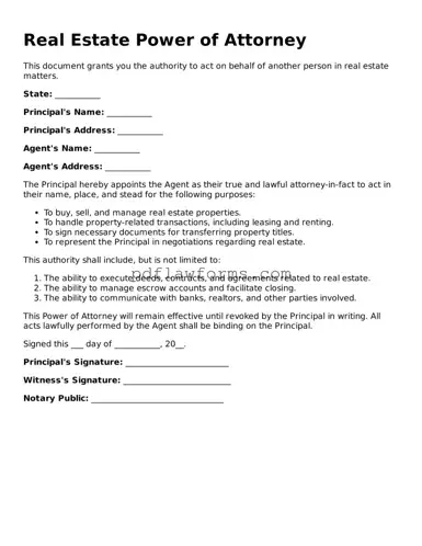 Official Real Estate Power of Attorney Form