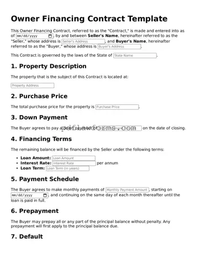 Official Owner Financing Contract Form