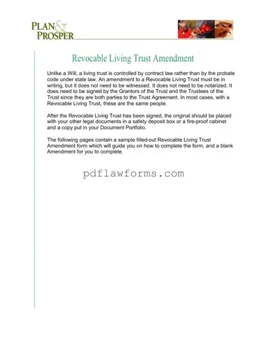 Fill Your Trust Amendment Template