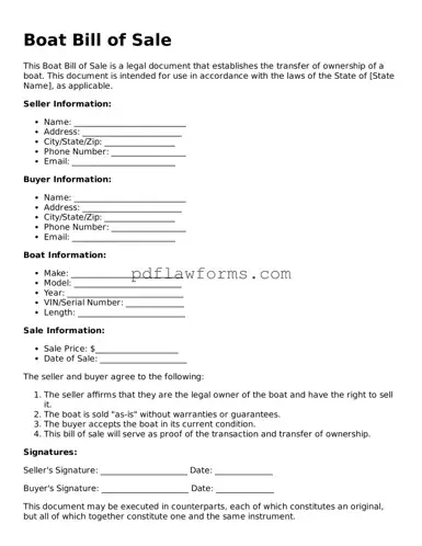 Official Boat Bill of Sale Form