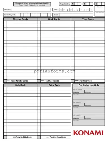 Fill Your Konami Decklist Template