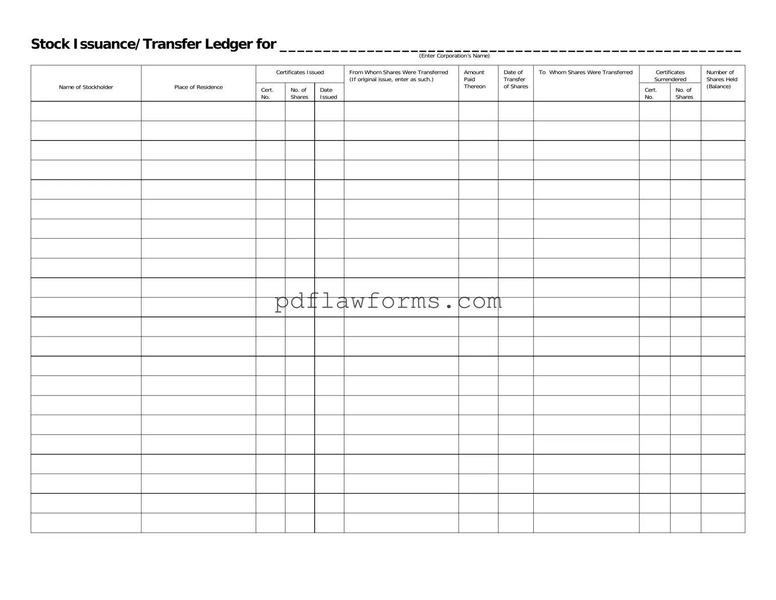Fill Your Stock Transfer Ledger Template
