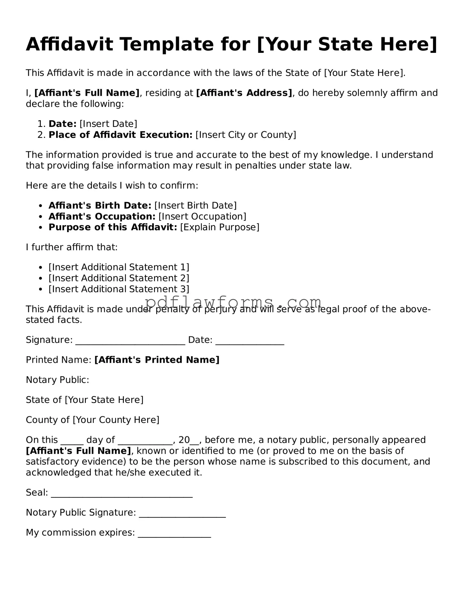 Official Affidavit Form