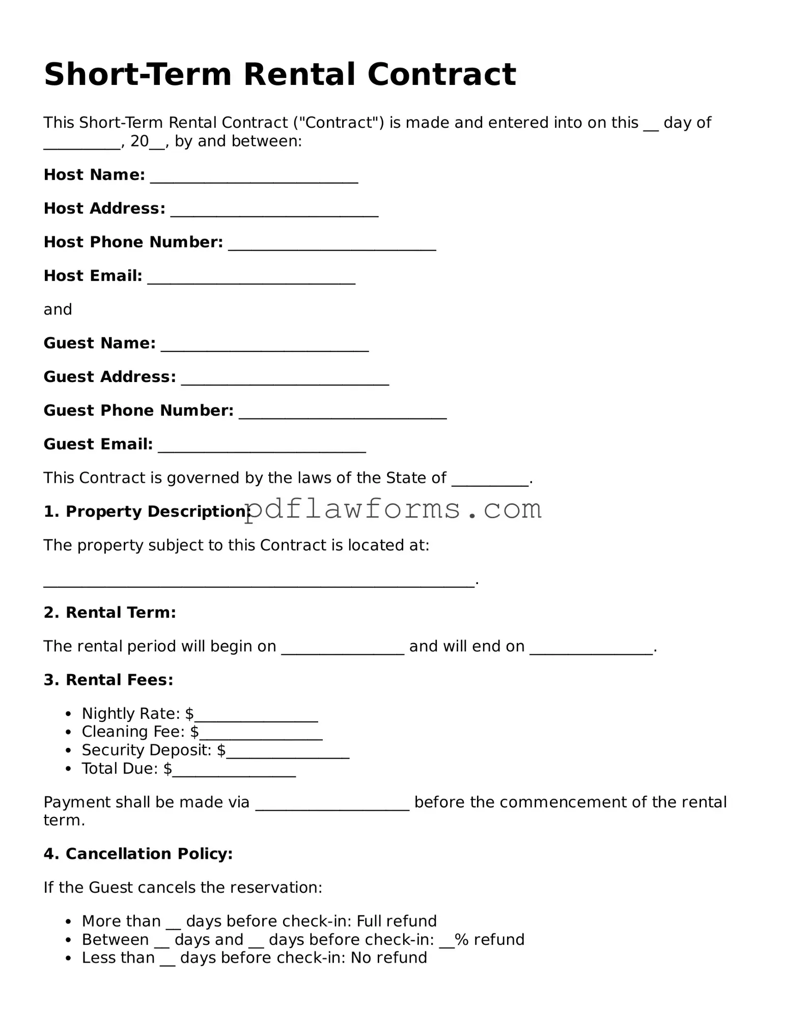 Official Short-Term Rental Contract Form