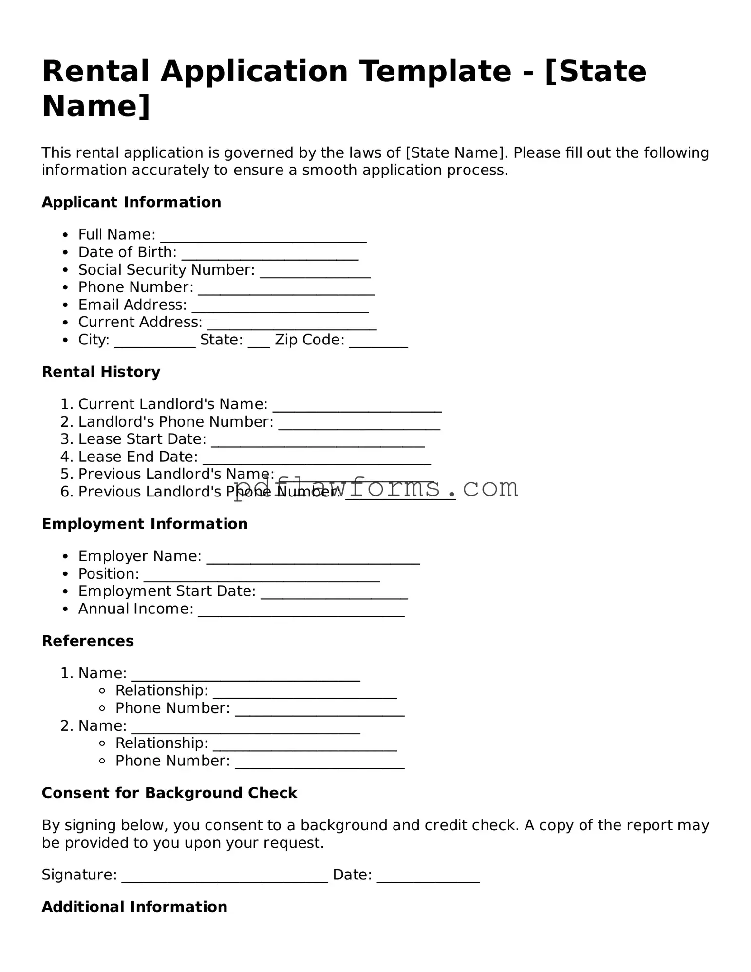 Official Rental Application Form