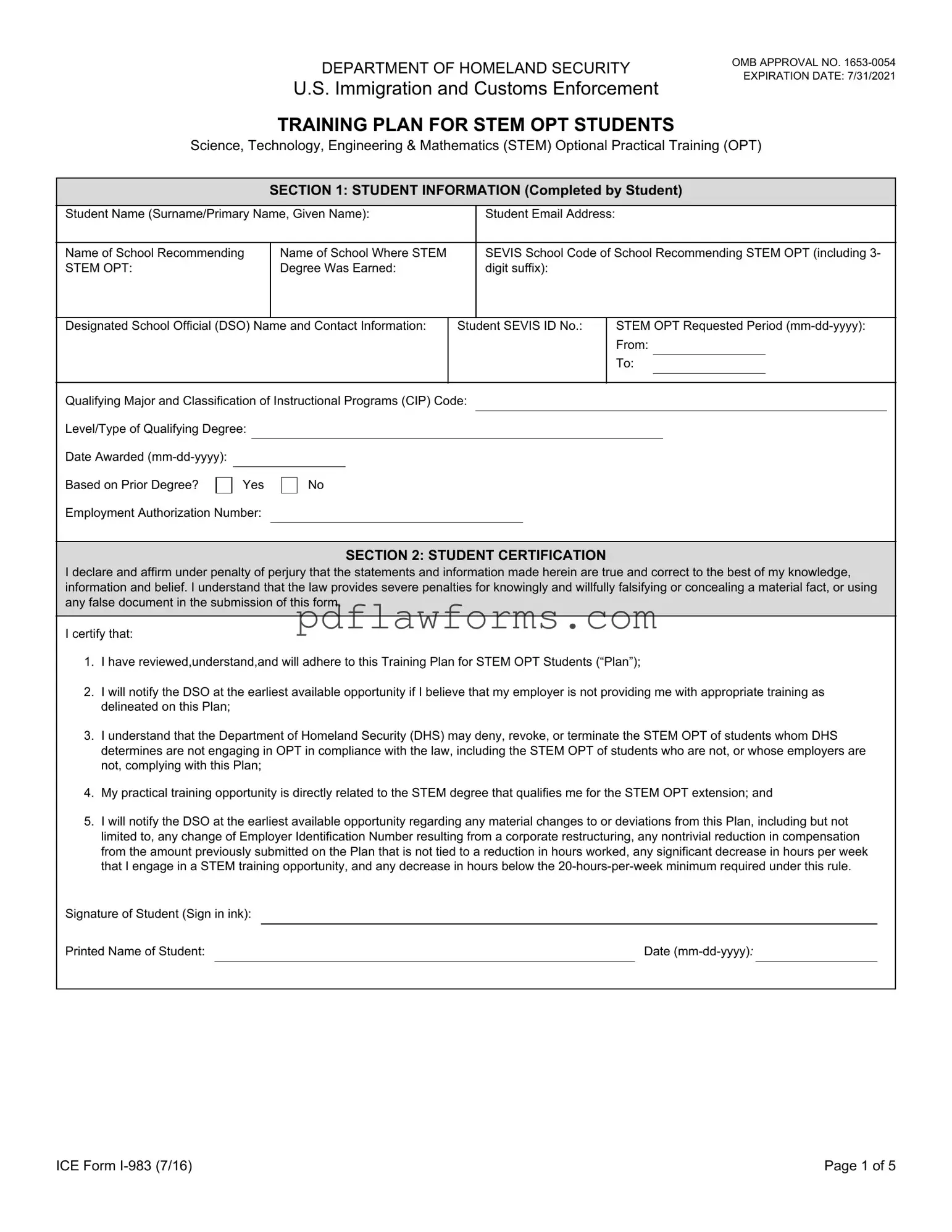 Fill Your ICE I-983 Template