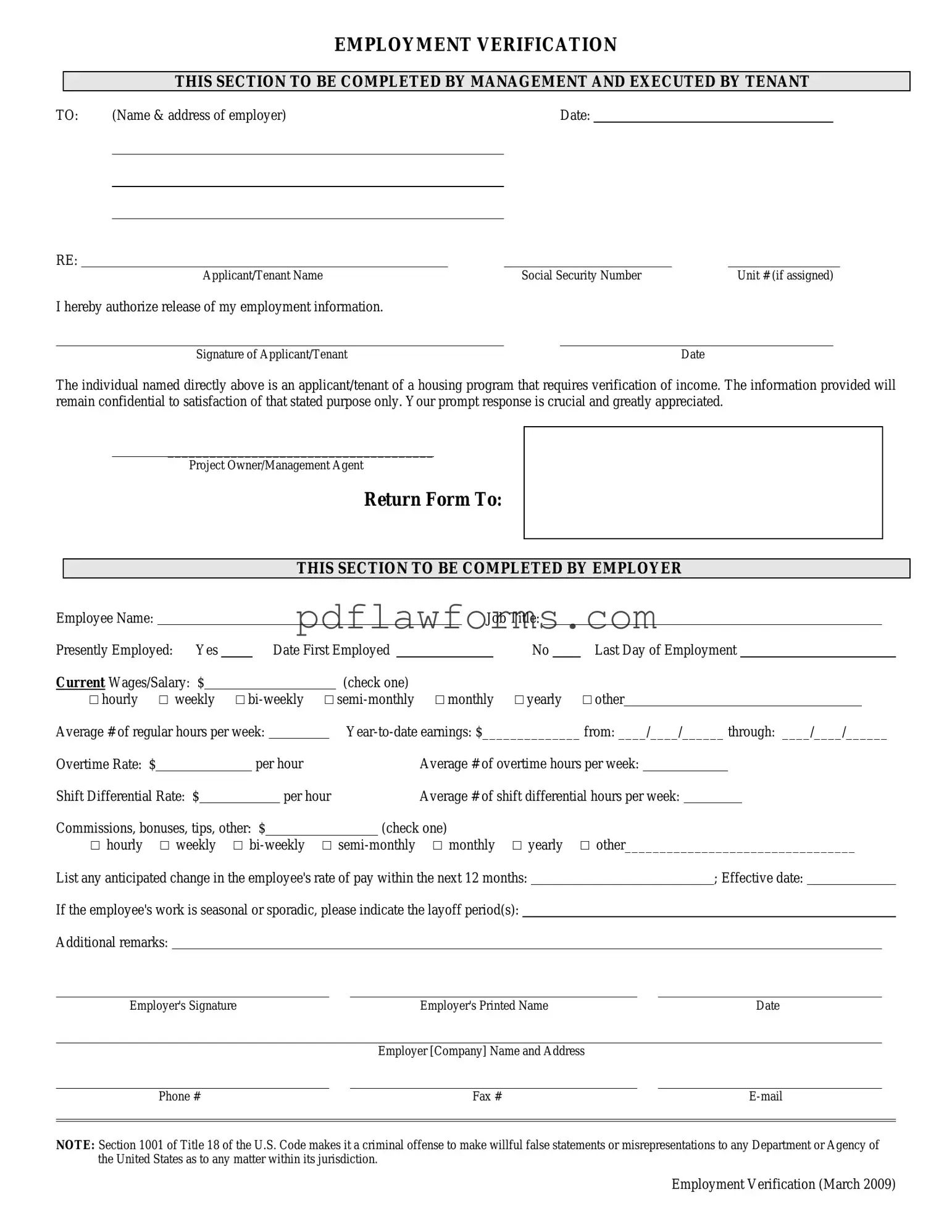 Fill Your Employment verification form Template